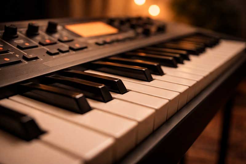 Clavier numérique et synthétiseur moderne pour cours de musique en ligne