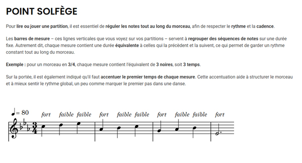 Exemple exercicepour découvrir le solfège pendant la leçon de piano