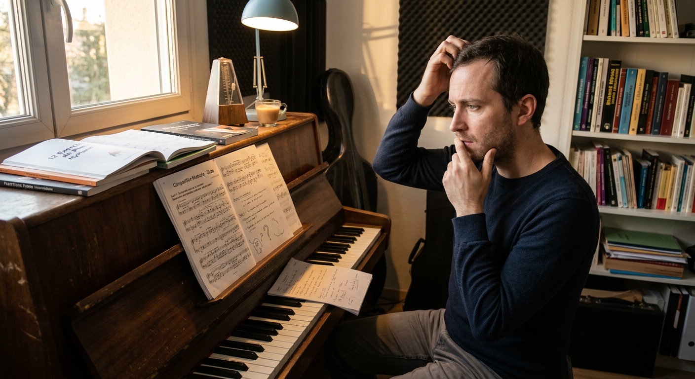Partition de piano facile avec annotations rythmiques pour pianiste débutant